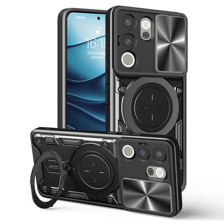 CD Texture Sliding Camshield Magnetic Holder Phone Case, For vivo V30e 5G Global, For vivo Y300 Pro, For vivo iQOO Z9s 5G, For vivo Y28 4G, For vivo Y03 / Y18 / Y18e 4G, For vivo V29e / Y200 5G, For vivo Y36 4G / 5G, For vivo S16 / S16 Pro / V27 5G
