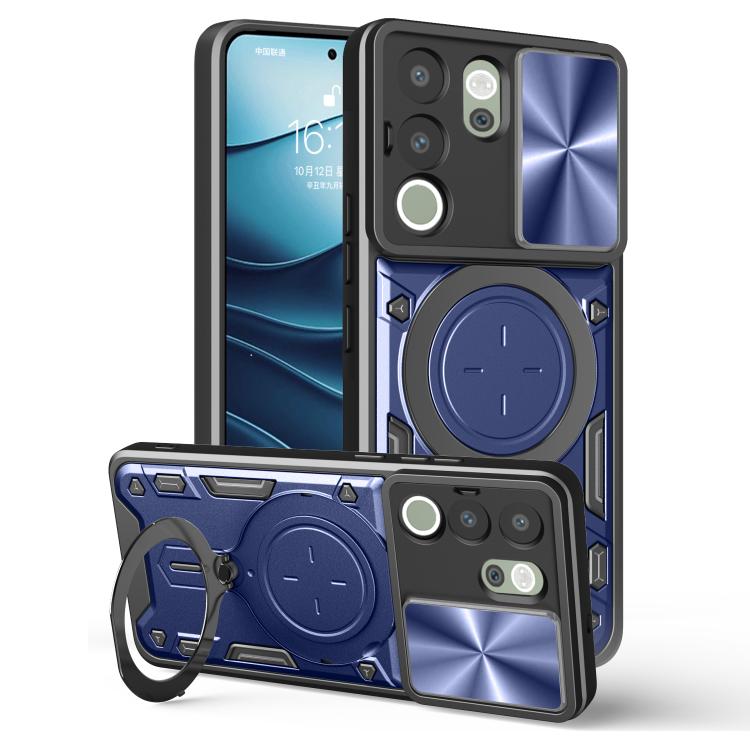 CD Texture Sliding Camshield Magnetic Holder Phone Case, For vivo V30e 5G Global, For vivo Y300 Pro, For vivo iQOO Z9s 5G, For vivo Y28 4G, For vivo Y03 / Y18 / Y18e 4G, For vivo V29e / Y200 5G, For vivo Y36 4G / 5G, For vivo S16 / S16 Pro / V27 5G