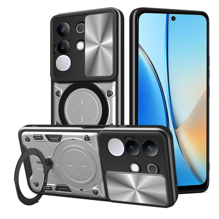 CD Texture Sliding Camshield Magnetic Holder Phone Case, For vivo Y39 5G, For vivo Y29s 5G, For vivo Y29 4G, For vivo V50 5G, For vivo iQOO 13, For vivo Y19s 4G, For vivo X200 5G, For vivo X200 Pro 5G