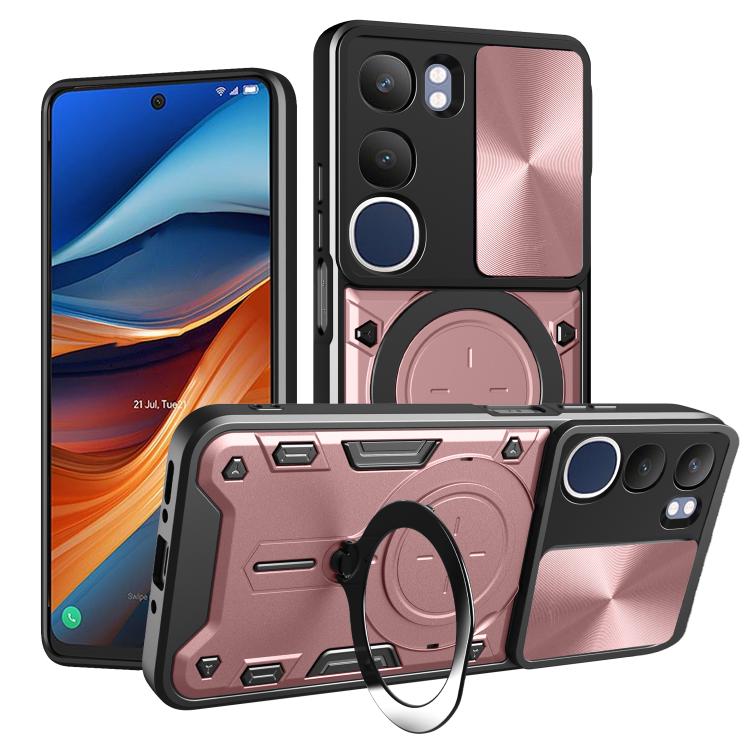 CD Texture Sliding Camshield Magnetic Holder Phone Case, For vivo Y39 5G, For vivo Y29s 5G, For vivo Y29 4G, For vivo V50 5G, For vivo iQOO 13, For vivo Y19s 4G, For vivo X200 5G, For vivo X200 Pro 5G