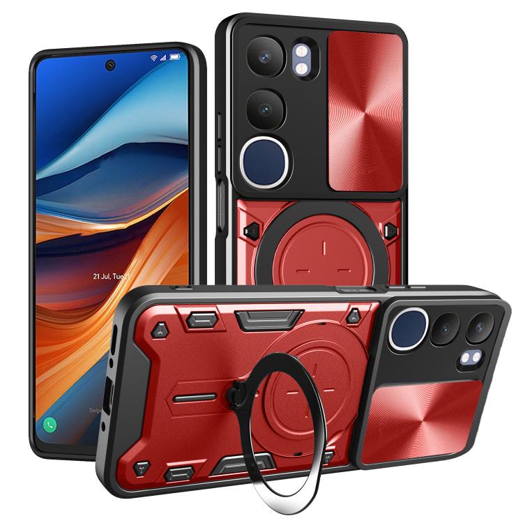 CD Texture Sliding Camshield Magnetic Holder Phone Case, For vivo Y39 5G, For vivo Y29s 5G, For vivo Y29 4G, For vivo V50 5G, For vivo iQOO 13, For vivo Y19s 4G, For vivo X200 5G, For vivo X200 Pro 5G