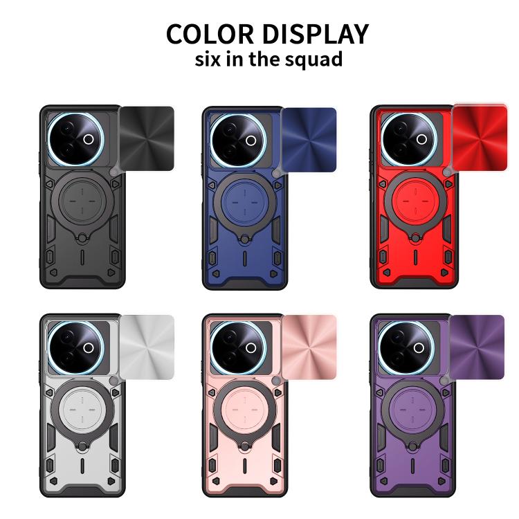 CD Texture Sliding Camshield Magnetic Holder Phone Case, For vivo Y39 5G, For vivo Y29s 5G, For vivo Y29 4G, For vivo V50 5G, For vivo iQOO 13, For vivo Y19s 4G, For vivo X200 5G, For vivo X200 Pro 5G