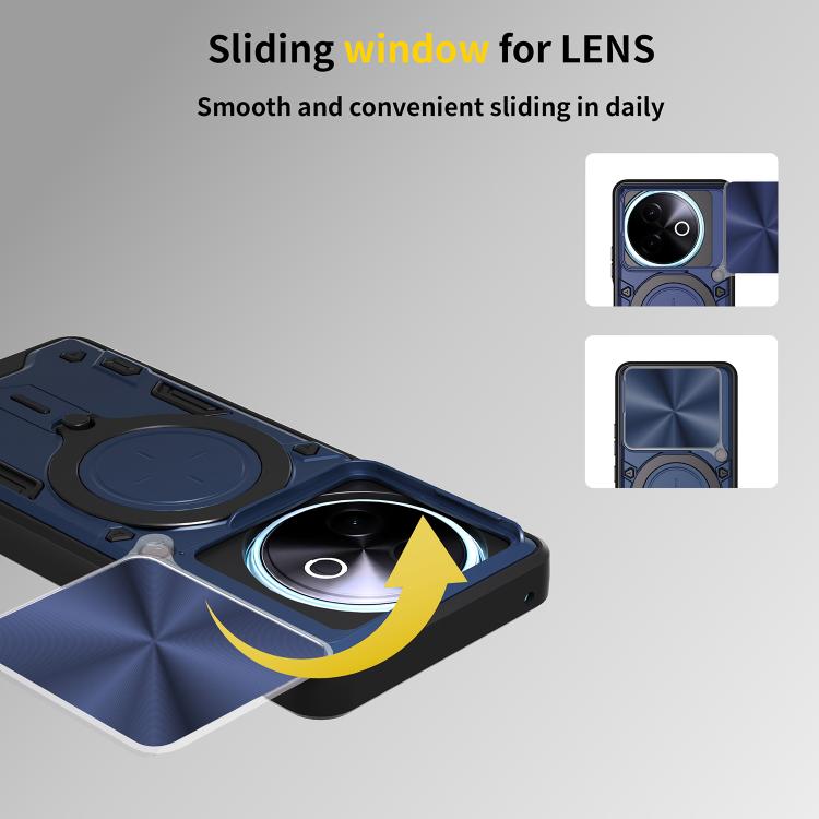 CD Texture Sliding Camshield Magnetic Holder Phone Case, For vivo Y39 5G, For vivo Y29s 5G, For vivo Y29 4G, For vivo V50 5G, For vivo iQOO 13, For vivo Y19s 4G, For vivo X200 5G, For vivo X200 Pro 5G