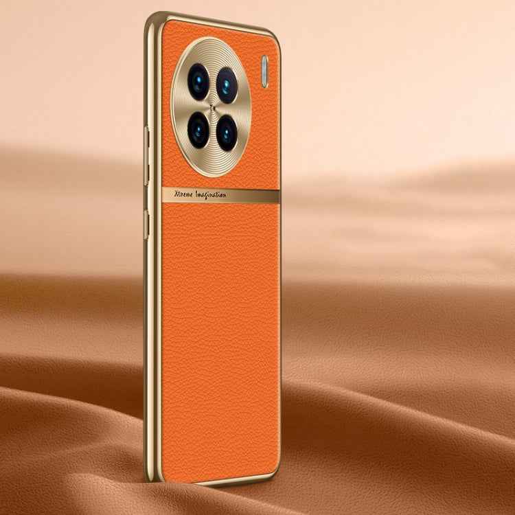 Litchi Texture Genuine Leather Phone Case, For vivo X90 Pro, For vivo X90, For vivo X90 Pro+