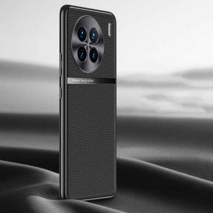Litchi Texture Genuine Leather Phone Case, For vivo X90 Pro, For vivo X90, For vivo X90 Pro+