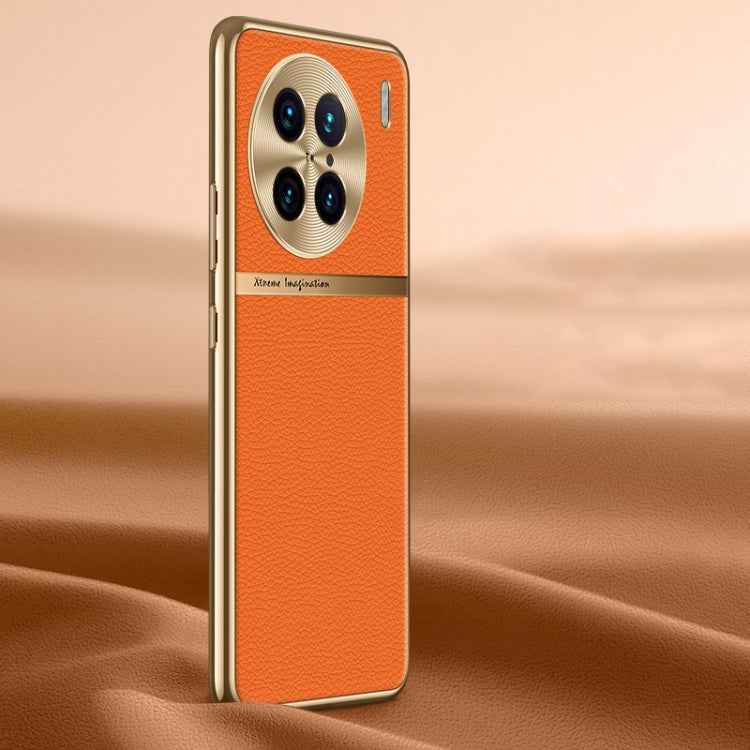 Litchi Texture Genuine Leather Phone Case, For vivo X90 Pro, For vivo X90, For vivo X90 Pro+