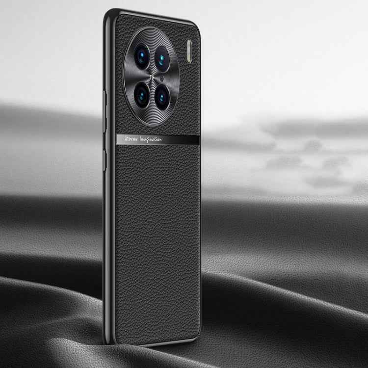 Litchi Texture Genuine Leather Phone Case, For vivo X90 Pro, For vivo X90, For vivo X90 Pro+