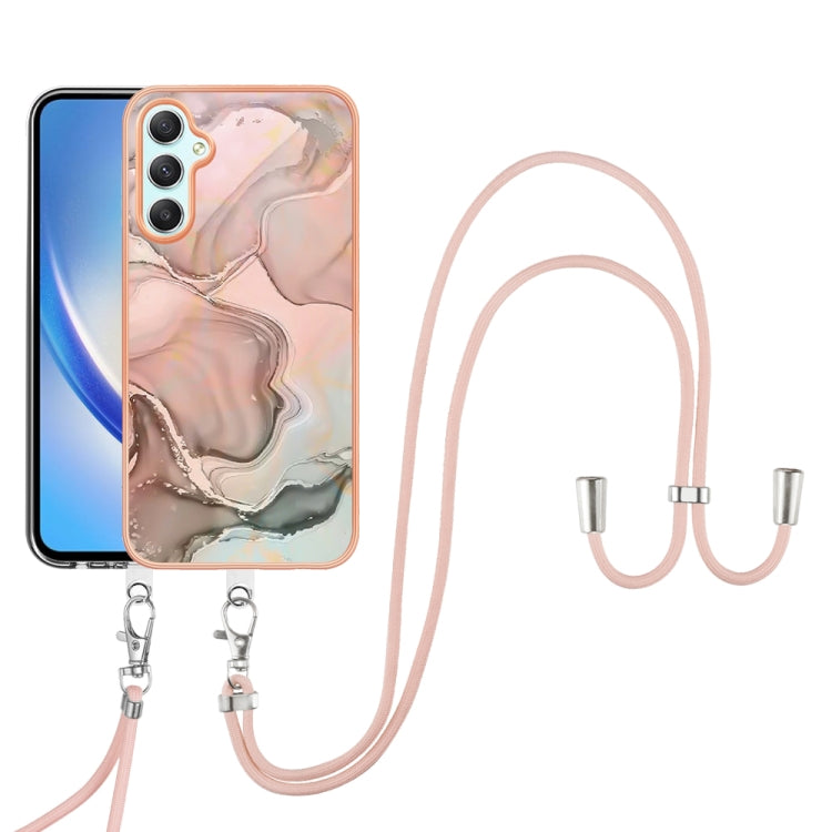 Electroplating Marble Dual-side IMD Phone Case with Lanyard, For Samsung Galaxy A25 5G, For Samsung Galaxy S23 FE 5G, For Samsung Galaxy A24, For Samsung Galaxy A04E