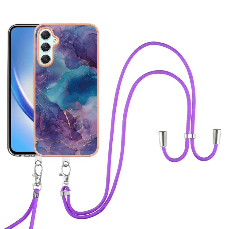 Electroplating Marble Dual-side IMD Phone Case with Lanyard, For Samsung Galaxy A25 5G, For Samsung Galaxy S23 FE 5G, For Samsung Galaxy A24, For Samsung Galaxy A04E
