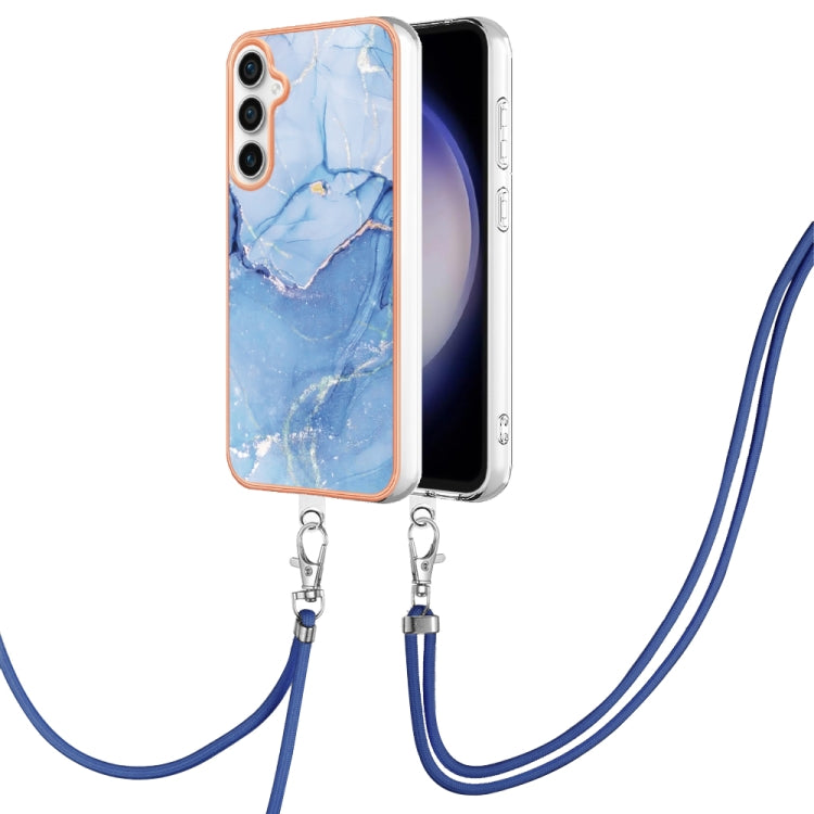 Electroplating Marble Dual-side IMD Phone Case with Lanyard, For Samsung Galaxy A25 5G, For Samsung Galaxy S23 FE 5G, For Samsung Galaxy A24, For Samsung Galaxy A04E