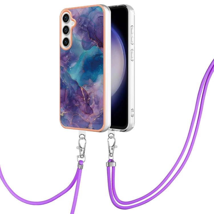 Electroplating Marble Dual-side IMD Phone Case with Lanyard, For Samsung Galaxy A25 5G, For Samsung Galaxy S23 FE 5G, For Samsung Galaxy A24, For Samsung Galaxy A04E