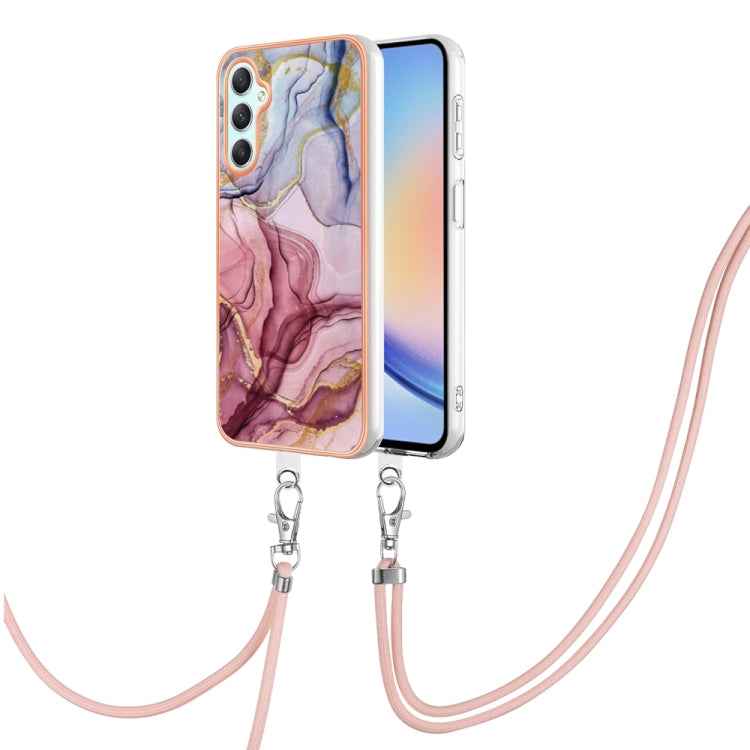 Electroplating Marble Dual-side IMD Phone Case with Lanyard, For Samsung Galaxy A25 5G, For Samsung Galaxy S23 FE 5G, For Samsung Galaxy A24, For Samsung Galaxy A04E