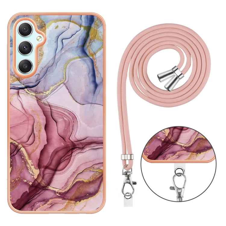 Electroplating Marble Dual-side IMD Phone Case with Lanyard, For Samsung Galaxy A25 5G, For Samsung Galaxy S23 FE 5G, For Samsung Galaxy A24, For Samsung Galaxy A04E
