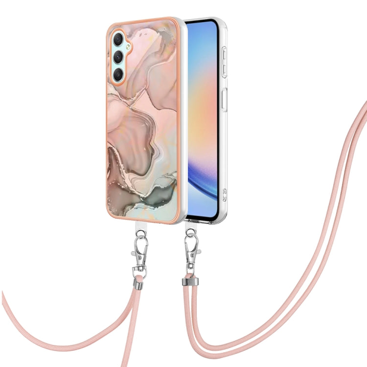 Electroplating Marble Dual-side IMD Phone Case with Lanyard, For Samsung Galaxy A25 5G, For Samsung Galaxy S23 FE 5G, For Samsung Galaxy A24, For Samsung Galaxy A04E