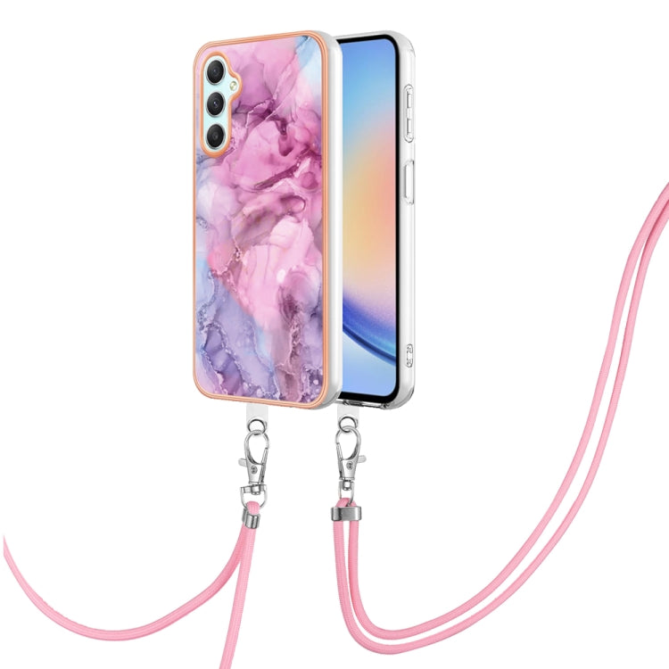 Electroplating Marble Dual-side IMD Phone Case with Lanyard, For Samsung Galaxy A25 5G, For Samsung Galaxy S23 FE 5G, For Samsung Galaxy A24, For Samsung Galaxy A04E