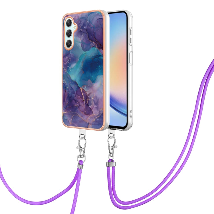 Electroplating Marble Dual-side IMD Phone Case with Lanyard, For Samsung Galaxy A25 5G, For Samsung Galaxy S23 FE 5G, For Samsung Galaxy A24, For Samsung Galaxy A04E