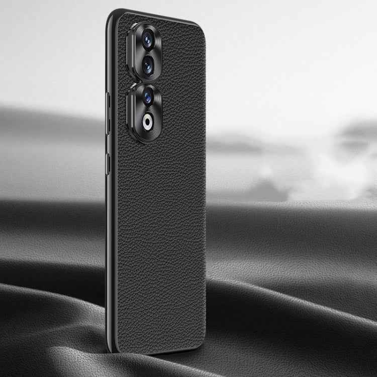 Litchi Texture Genuine Leather Phone Case, For Honor 90 Pro, For Honor 90