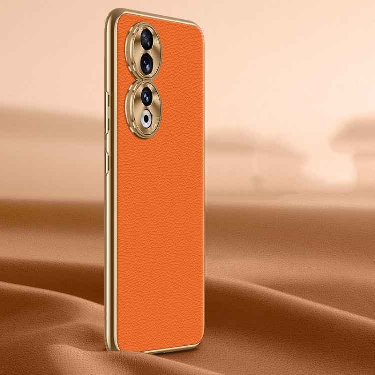 Litchi Texture Genuine Leather Phone Case, For Honor 90 Pro, For Honor 90