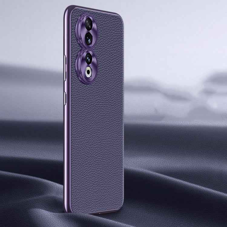 Litchi Texture Genuine Leather Phone Case, For Honor 90 Pro, For Honor 90