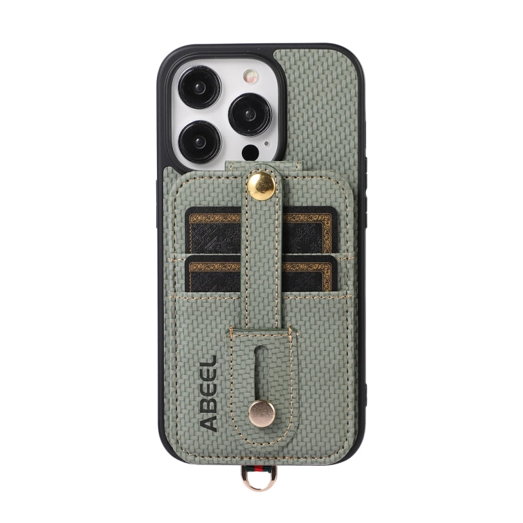 ABEEL Carbon Fiber RFID Card Holder Phone Case, For iPhone 15 Pro Max, For iPhone 14 Pro, For iPhone 14 Pro Max, For iPhone 15 Pro, For iPhone 13 Pro Max, For iPhone 13 Pro