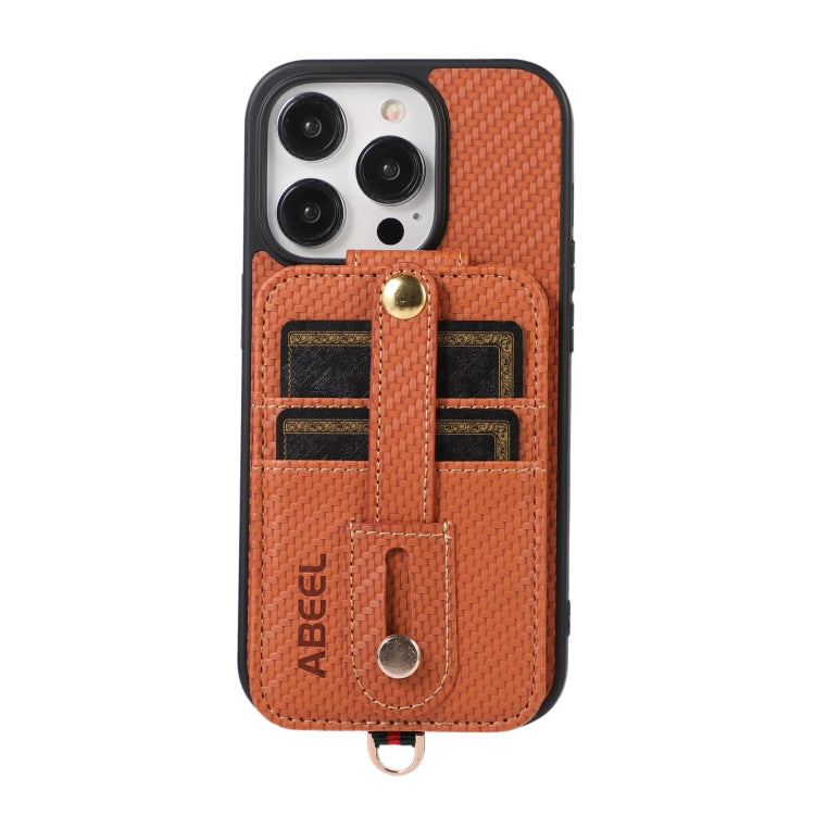 ABEEL Carbon Fiber RFID Card Holder Phone Case, For iPhone 15 Pro Max, For iPhone 14 Pro, For iPhone 14 Pro Max, For iPhone 15 Pro, For iPhone 13 Pro Max, For iPhone 13 Pro