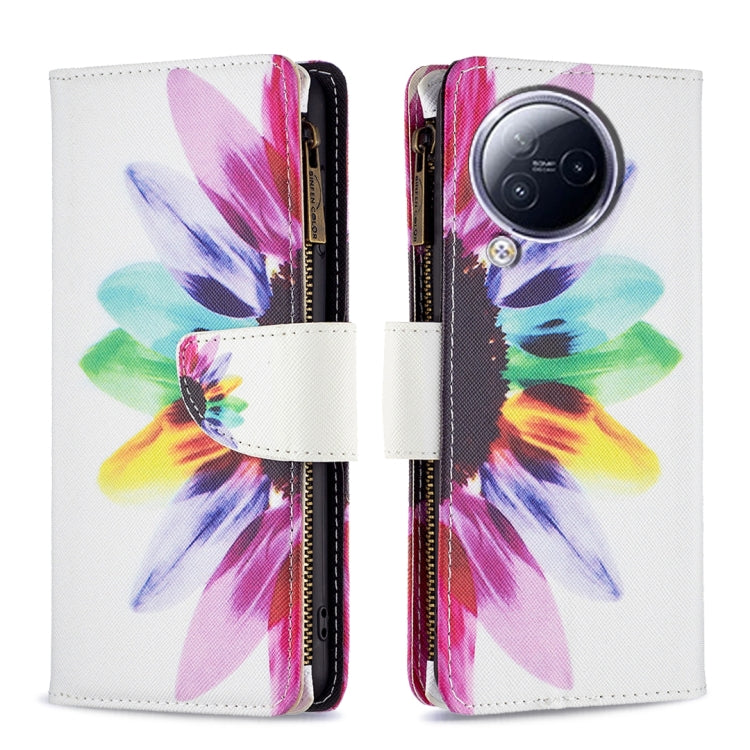 Colored Drawing Pattern Zipper Leather Phone Case