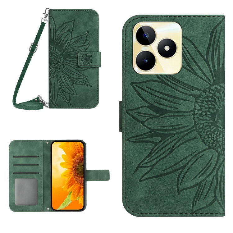 Skin Feel Sun Flower Embossed Flip Leather Phone Case with Lanyard, For Realme C67 4G, For Realme 11 5G Global, For Realme C53, For Realme 11 4G Global