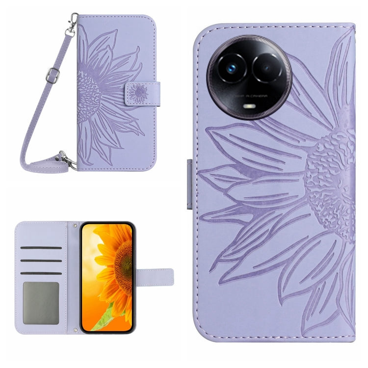 Skin Feel Sun Flower Embossed Flip Leather Phone Case with Lanyard, For Realme C67 4G, For Realme 11 5G Global, For Realme C53, For Realme 11 4G Global