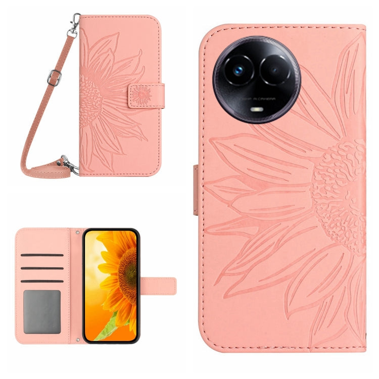 Skin Feel Sun Flower Embossed Flip Leather Phone Case with Lanyard, For Realme C67 4G, For Realme 11 5G Global, For Realme C53, For Realme 11 4G Global