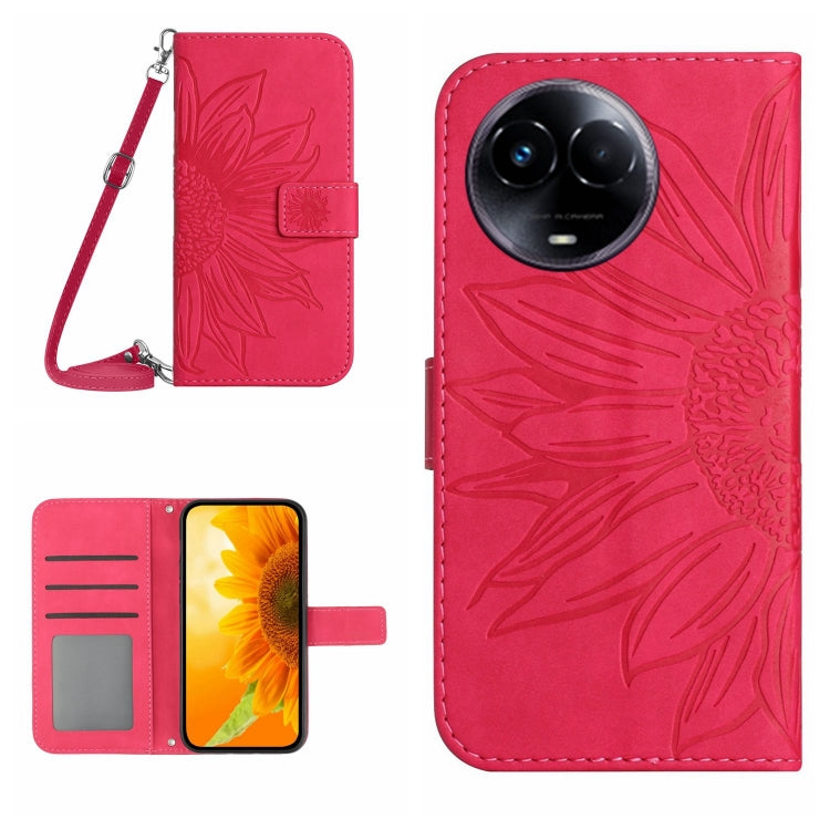 Skin Feel Sun Flower Embossed Flip Leather Phone Case with Lanyard, For Realme C67 4G, For Realme 11 5G Global, For Realme C53, For Realme 11 4G Global