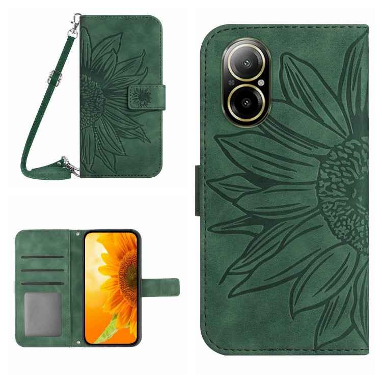 Skin Feel Sun Flower Embossed Flip Leather Phone Case with Lanyard, For Realme 12 5G Global, For Realme 12+ Global, For Realme 12 Pro/12 Pro+ Global, For Realme C67 4G