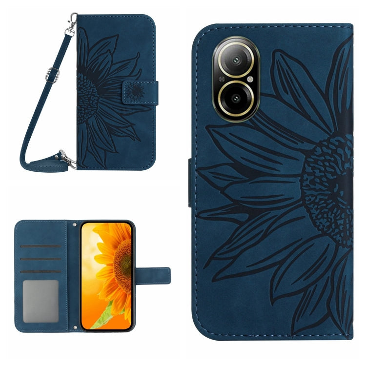 Skin Feel Sun Flower Embossed Flip Leather Phone Case with Lanyard, For Realme 12 5G Global, For Realme 12+ Global, For Realme 12 Pro/12 Pro+ Global, For Realme C67 4G