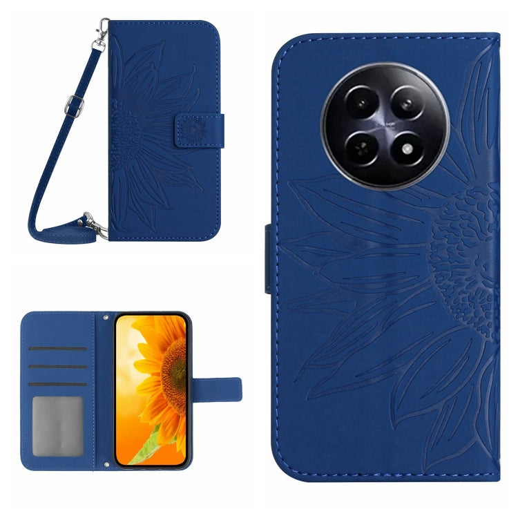 Skin Feel Sun Flower Embossed Flip Leather Phone Case with Lanyard, For Realme 12 5G Global, For Realme 12+ Global, For Realme 12 Pro/12 Pro+ Global, For Realme C67 4G
