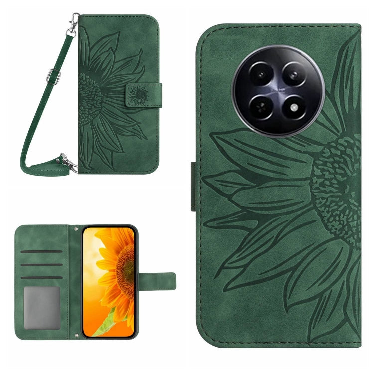 Skin Feel Sun Flower Embossed Flip Leather Phone Case with Lanyard, For Realme 12 5G Global, For Realme 12+ Global, For Realme 12 Pro/12 Pro+ Global, For Realme C67 4G