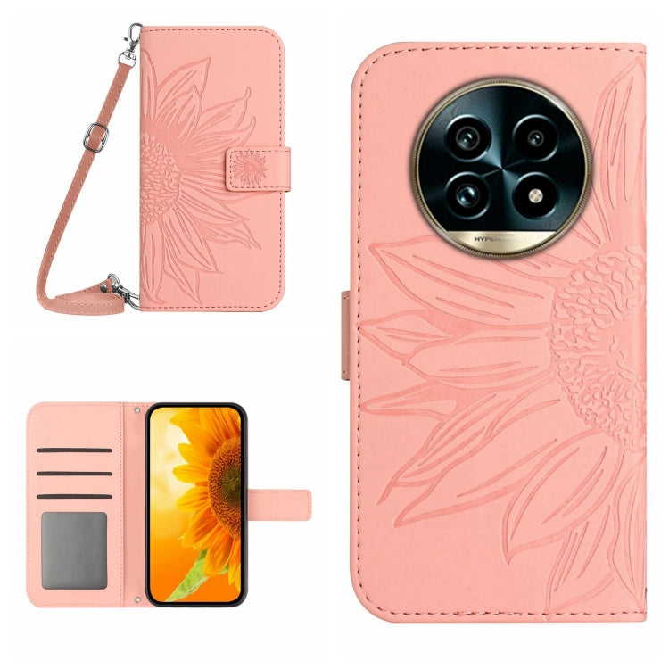 Skin Feel Sun Flower Embossed Flip Leather Phone Case with Lanyard, For Realme C75 4G, For Realme 13+ 5G Global, For Realme 13 Pro 5G / 13 Pro+ 5G, For Realme C63 5G
