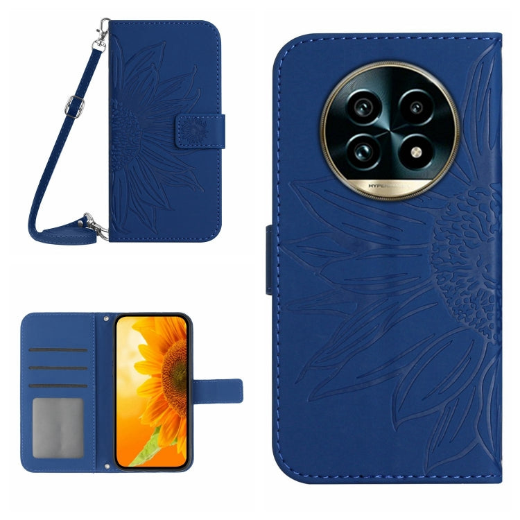 Skin Feel Sun Flower Embossed Flip Leather Phone Case with Lanyard, For Realme C75 4G, For Realme 13+ 5G Global, For Realme 13 Pro 5G / 13 Pro+ 5G, For Realme C63 5G