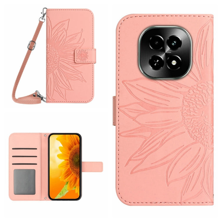 Skin Feel Sun Flower Embossed Flip Leather Phone Case with Lanyard, For Realme C75 4G, For Realme 13+ 5G Global, For Realme 13 Pro 5G / 13 Pro+ 5G, For Realme C63 5G