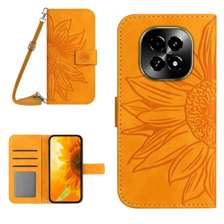 Skin Feel Sun Flower Embossed Flip Leather Phone Case with Lanyard, For Realme C75 4G, For Realme 13+ 5G Global, For Realme 13 Pro 5G / 13 Pro+ 5G, For Realme C63 5G