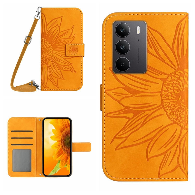 Skin Feel Sun Flower Embossed Flip Leather Phone Case with Lanyard, For Realme 14 5G Global / P3 5G Global, For Realme P3 Pro 5G Global, For Realme 14 Pro+ 5G, For Realme C75 4G