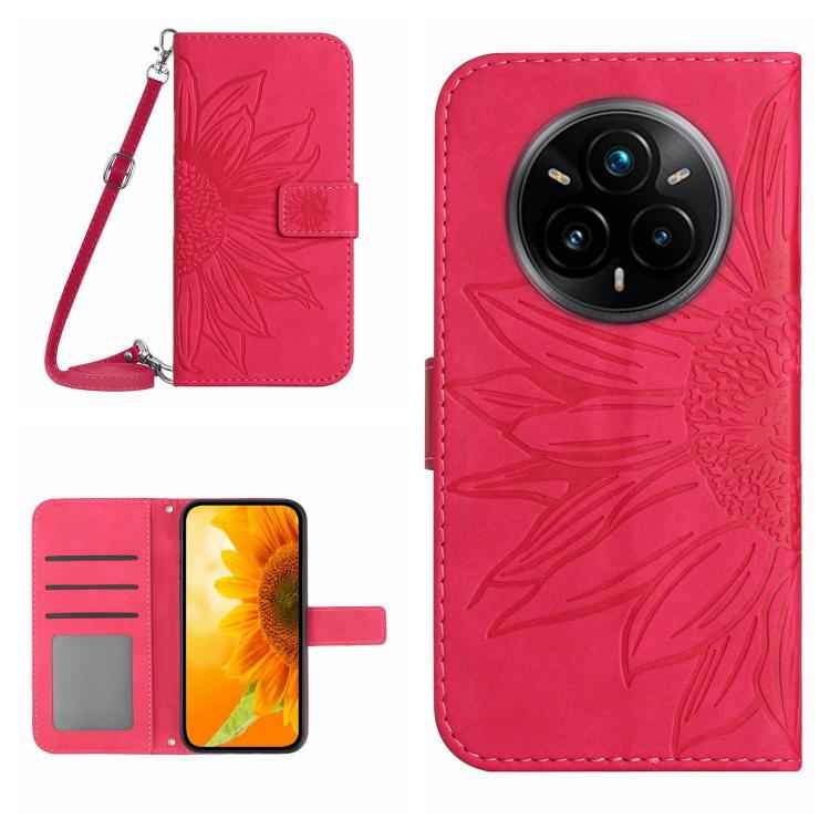 Skin Feel Sun Flower Embossed Flip Leather Phone Case with Lanyard, For Realme 14 Pro+ 5G, For Realme C75 4G, For Realme 13+ 5G Global, For Realme 13 Pro 5G / 13 Pro+ 5G