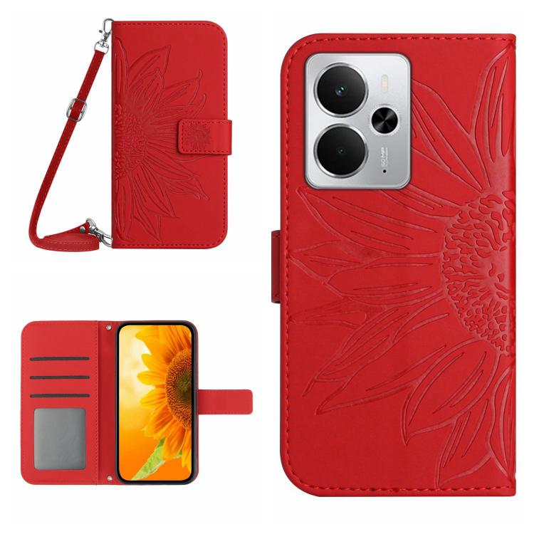 Skin Feel Sun Flower Embossed Flip Leather Phone Case with Lanyard, For Realme C75 5G, For Realme 14 5G Global / P3 5G Global, For Realme P3 Pro 5G Global, For Realme 14 Pro+ 5G