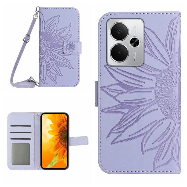 Skin Feel Sun Flower Embossed Flip Leather Phone Case with Lanyard, For Realme C75 5G, For Realme 14 5G Global / P3 5G Global, For Realme P3 Pro 5G Global, For Realme 14 Pro+ 5G