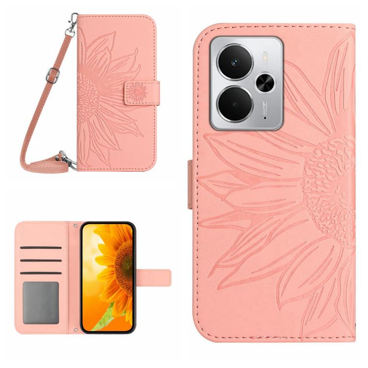 Skin Feel Sun Flower Embossed Flip Leather Phone Case with Lanyard, For Realme C75 5G, For Realme 14 5G Global / P3 5G Global, For Realme P3 Pro 5G Global, For Realme 14 Pro+ 5G