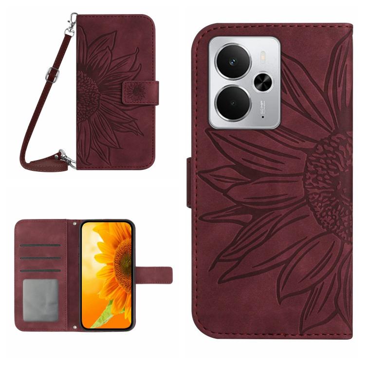 Skin Feel Sun Flower Embossed Flip Leather Phone Case with Lanyard, For Realme C75 5G, For Realme 14 5G Global / P3 5G Global, For Realme P3 Pro 5G Global, For Realme 14 Pro+ 5G