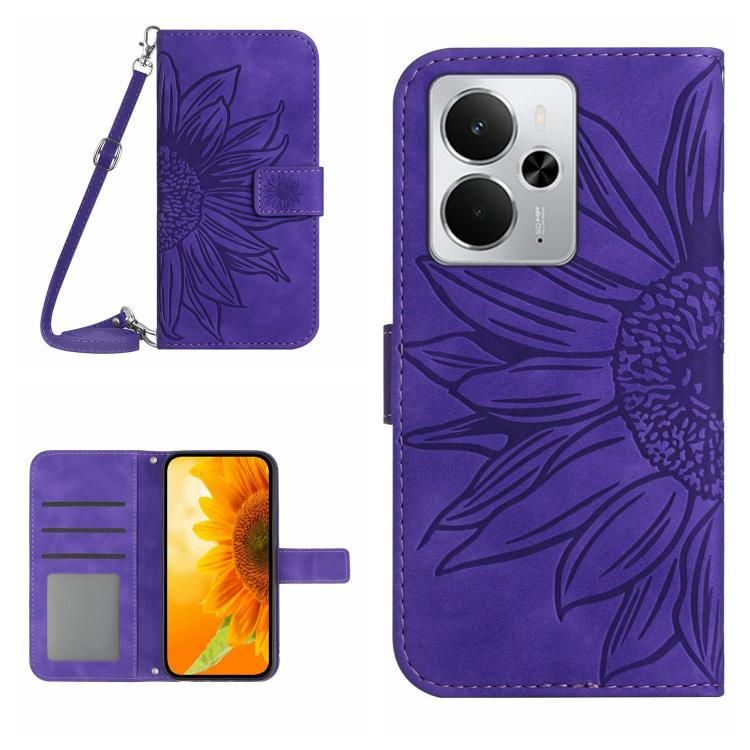 Skin Feel Sun Flower Embossed Flip Leather Phone Case with Lanyard, For Realme C75 5G, For Realme 14 5G Global / P3 5G Global, For Realme P3 Pro 5G Global, For Realme 14 Pro+ 5G