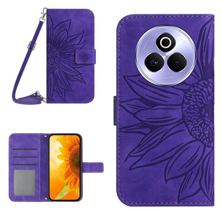 Skin Feel Sun Flower Embossed Flip Leather Phone Case with Lanyard, For Realme C71 4G, For Realme C75 5G, For Realme 14 5G Global / P3 5G Global, For Realme P3 Pro 5G Global