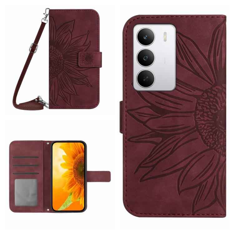 Skin Feel Sun Flower Embossed Flip Leather Phone Case with Lanyard, For Realme C71 4G, For Realme C75 5G, For Realme 14 5G Global / P3 5G Global, For Realme P3 Pro 5G Global