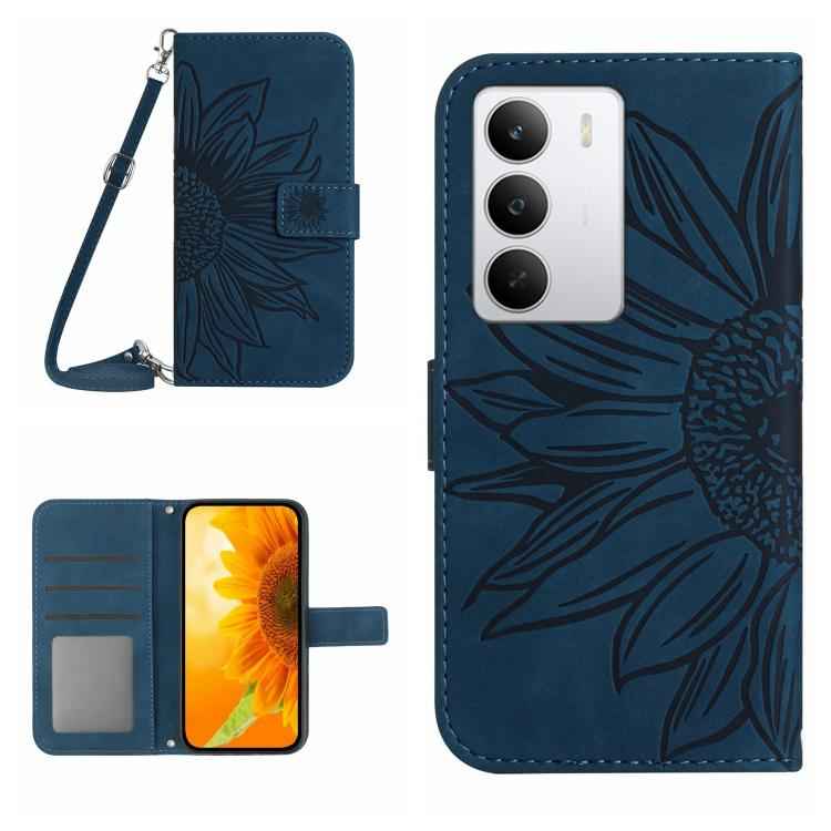 Skin Feel Sun Flower Embossed Flip Leather Phone Case with Lanyard, For Realme C71 4G, For Realme C75 5G, For Realme 14 5G Global / P3 5G Global, For Realme P3 Pro 5G Global