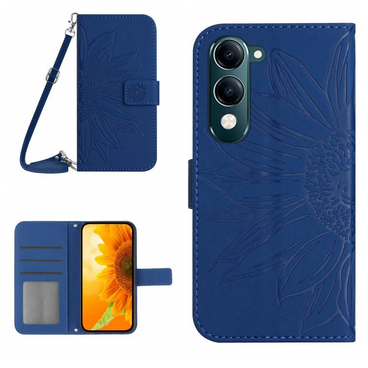 Skin Feel Sun Flower Embossed Flip Leather Phone Case with Lanyard, For vivo Y39 5G Global, For vivo V50 Lite 5G, For vivo Y04 4G / Y29s 5G, For vivo Y29 4G Global