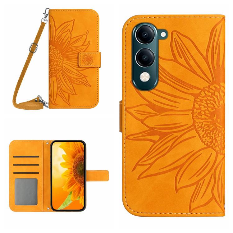 Skin Feel Sun Flower Embossed Flip Leather Phone Case with Lanyard, For vivo Y39 5G Global, For vivo V50 Lite 5G, For vivo Y04 4G / Y29s 5G, For vivo Y29 4G Global